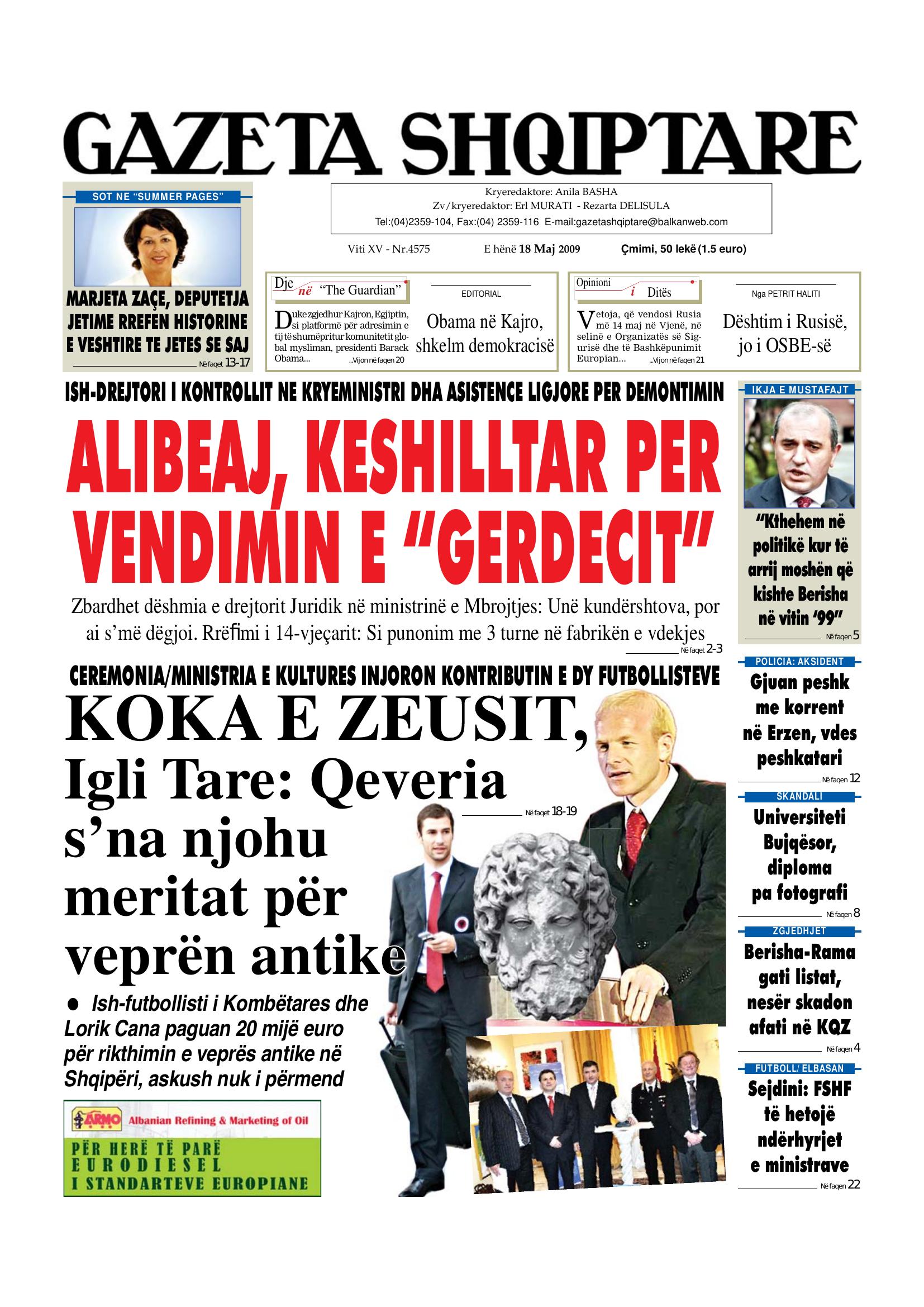 Gazeta Shqiptare 2009-05-18